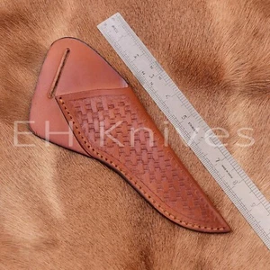 Custom Handmade Fixed blade knife Leather Sheath Belt Carry Holster Case p4 - Picture 1 of 4