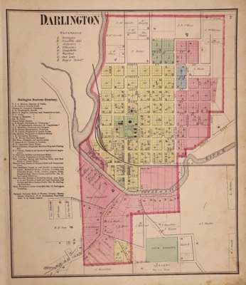 1874 Plat Map ~DARLINGTON, LAFAYETTE COUNTY, WISCONSIN (14x16) #002 - Image 1 of 3