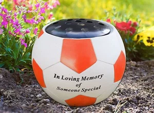 Calcio Tomba Memoriale Decorazione Tomba Colorata Ornamentalità Resina - Rosso - Foto 1 di 1