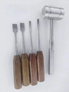 Elevadores de periostio y mazo óseo conjunto de 5 piezas instrumentos quirúrgicos ortopédicos - Imagen 1 de 3