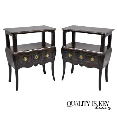 French Country Provincial Style Bombe Nightstands Attr. Auffray - a Pair - Image 1 of 4