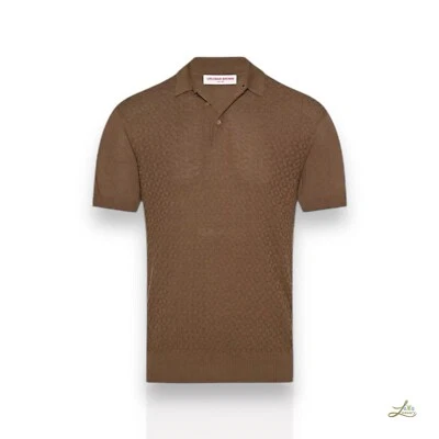 Polo Orlebar Marrón Burnham Textura Seda XL Foto 1 de 4