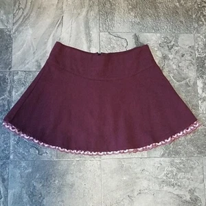 Ella Moss Burgundy Tiny Check Mini Skirt 8 - Picture 1 of 6