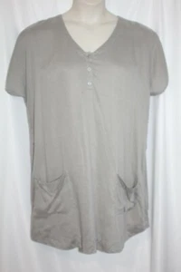 Vestido J.Jill Shift Gris Manga Corta Camisa Vestido Bolsillos Delanteros Talla Grande - Imagen 1 de 12