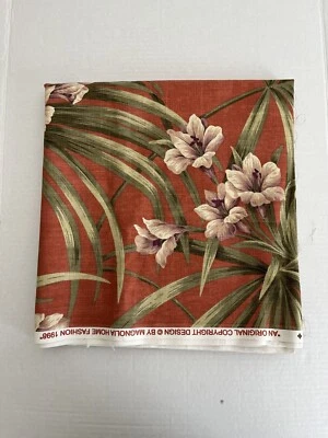 Magnolia Home Fashion Fabric St Thomas Tropical Print Orange Background 1.4 Yard - Image 1 of 4