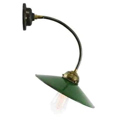 Green Enamel Vintage Industrial Flexible Arm Wall Lights Sconces - Image 1 of 4