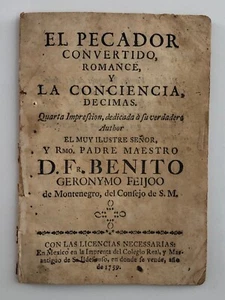 Mexico España Book 1759 Benito Geronimo Feijoo Montenegro Colegio Real Ildefonso - Imagen 1 de 14