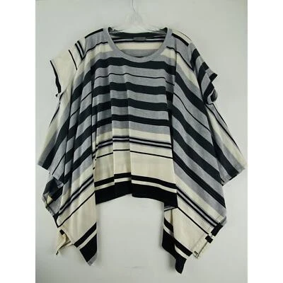 West Kei Black White Gray T-Shirt Poncho Size Medium (885) - Image 1 of 4