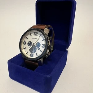 ✅ NEUE BATTERIE ✅ Fossil Nate JR1390 Armbanduhr Herren Leder Braun Chronograph - Bild 1 von 5