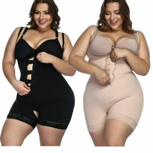Women Full Body Shaper Zipper Bodysuit Waist Trainer Cincher Corset Plus Size - Picture 1 of 19