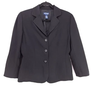 Anne Taylor Blazer Black Mid Length 3 Button Up Size 6 - Picture 1 of 10