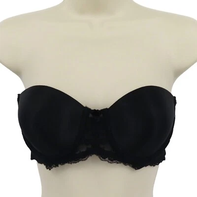 Sujetador de Colección Bestform 36A 6503 Negro Sin Tirantes Con Aros Acolchado Floral Lados de Encaje Foto 1 de 4