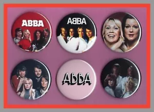 ABBA / 6 Assorted 56mm Badges - Set 17 - Slipping Through My Fingers - Picture 1 of 2