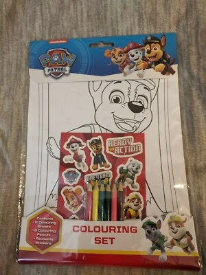 Paw Patrol Colouring Set With Coloured Pencils 8 Sheets - Image 1 of 2
