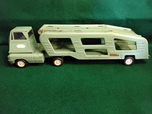VINTAGE MINT GREEN TONKA CAR HAULER TRUCK AND TRAILER PRESSED STEEL - Picture 1 of 5