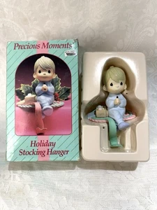 Percha Medias Navidad Enesco Precious Moments 1987 Vintage Boy - Imagen 1 de 6