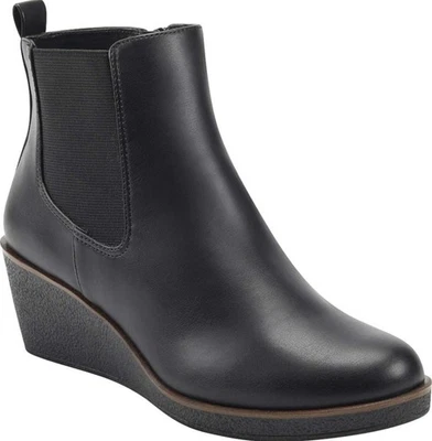 Aerosoles Womens Black Brandi Round Toe Wedge Heel Chelsea Boots Size 9W WIDE - Image 1 of 4
