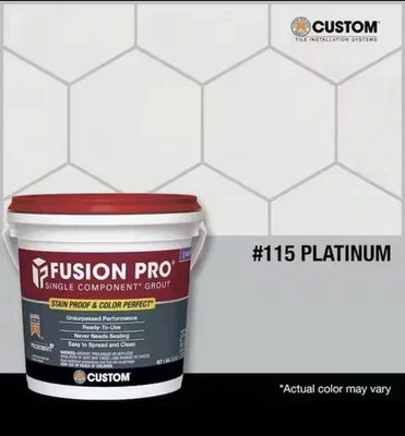 NEW Fusion Pro Single Component Tile Grout, 1 Gallon - Platinum #115, FP1151-2T