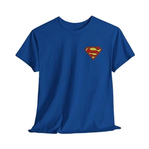 Superman embroidered Royal T-Shirt superman logo cotton unisex adult kid Tee Top - Picture 1 of 3