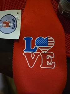 PATRIOTIC LOVE Bottle Holder Cooler Insulator Koozie Kolder 4th July 2 Pcs USA- - Picture 1 of 2