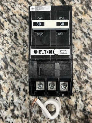 EATON BRN230GFCS BRN230GF 2 Pole 30A 120/240V Circuit Breaker GFCI Ground Fault