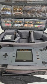 ATARI LYNX 1 CONSOLE WITH 6 GAMES AND CHARGER AND CASE--TESTED  AND ALL WORKING