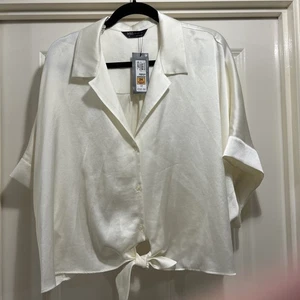 M&S Women's Ivory Satin Blouse Size 24 - Picture 1 of 5