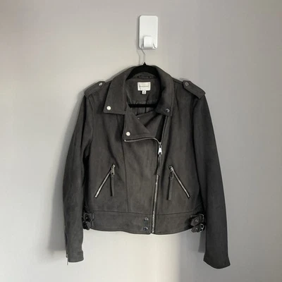 Женская куртка из искусственной замши мотоциклиста Moto серый Великобритании 16 склад - Изображение 1 из 4