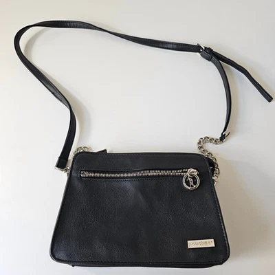 Bolso Organizador Bandolera Pouchee Negro Cartera Cuero Sintético Multi Bolsillo Viaje Foto 1 de 4