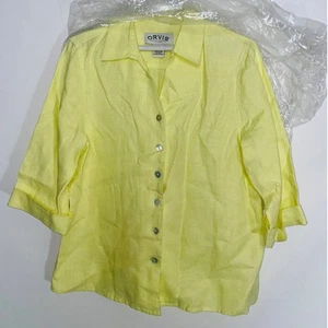 Orvis 100% Leinen Top - Damen Gr. S (6/8) - fabelhaftes Gelb - chemisch gereinigt - Bild 1 von 12