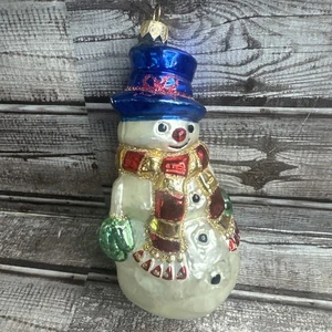 "Adorno de Navidad muñeco de nieve de vidrio soplado de colección 6"" firmado 686/1500 ?Kurt Adler ? - Imagen 1 de 10