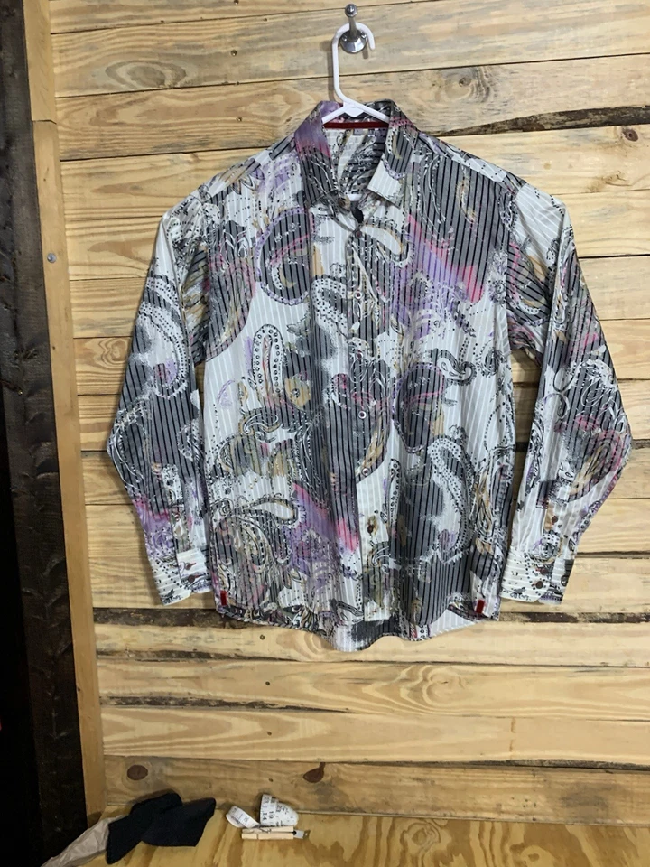 Visconti Uomo 男式 L 恤抽象佩斯利印花长袖棉莫代尔复古 — 第 1/4 张图片