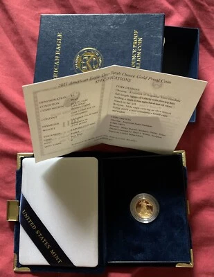 Moeda à prova de ouro American Eagle 2011-W 1/10 oz (com caixa e certificado de autenticidade) - Imagem 1 de 4