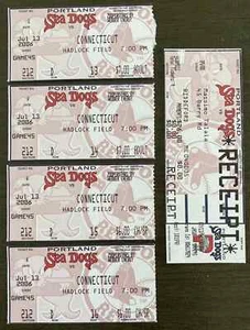 2006 Portland Sea Dogs Lot of 4 used ticket stubs + receipt stub - Picture 1 of 2