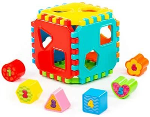Sortierspiel Steckspiel Würfel Baby Lernspielzeug m. Zahlen-Stecksteinen +12M - Bild 1 von 1