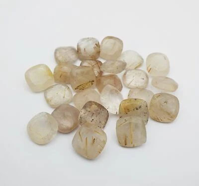Natural Golden Rutile Quartz Loose Stone Square Cushion Cut 16 MM 80 CT 7 Pcs - Image 1 of 4