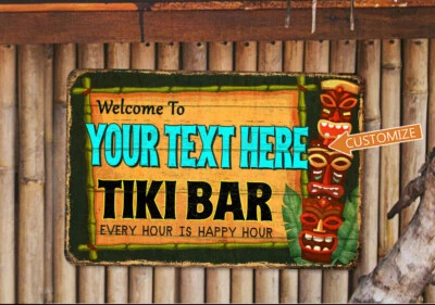 Letrero de bar Tiki decoración de casa de playa patio trasero tropical surf barbacoa 108122002040 Foto 1 de 4