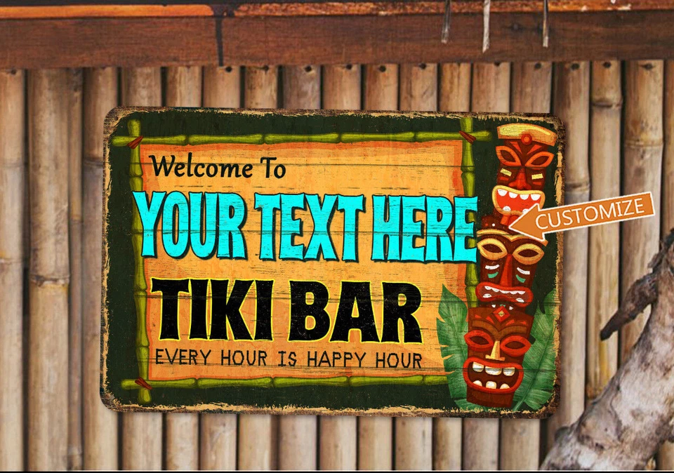 Letrero de bar Tiki decoración de casa de playa patio trasero tropical surf barbacoa 108122002040 Foto 1 de 4