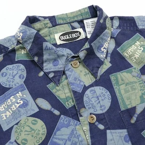 Vintage Bugle Boy 50s Bowling Alley's of Chicago Rockabilly Shirt Herren M - Bild 1 von 10