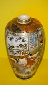 RARE ANTIQUE JAPANESE SAMURAI MEIJI PERIOD SATSUMA POTTERY CERAMIC VASE - Picture 1 of 12