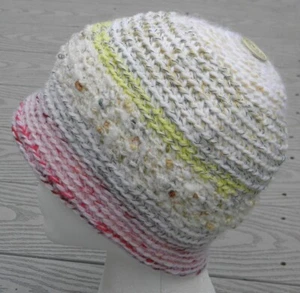 Delicate Light Mix Colors Smaller Crocheted Beanie - Handmade by Michaela - Picture 1 of 5