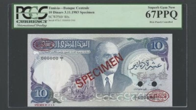 Tunisia 10 Dinars 1983 P80s "Specimen" UNC PCGS 67 PPQ - Image 1 of 2