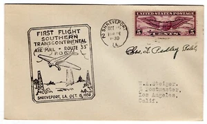 CAM 33W3 Flight Shreveport LA - Los Angeles CA Pilot Signed ex Steiger - Picture 1 of 2