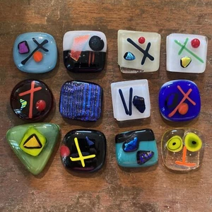 Lot 12 pcs Dichroic Fused Glass Cabochon Magnets Abstract Reseller Inventory - Picture 1 of 6