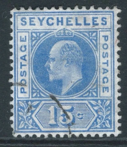 SEYCHELLES EdVII 1906 SG64a 15c ultra wmk MCA variety dented frame f/u. Cat £200 Cover