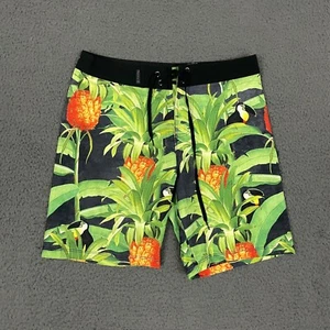 Hurley Board Shorts Boys Size 26 Green Tropical Toucan Floral Phantom Beach - Picture 1 of 9