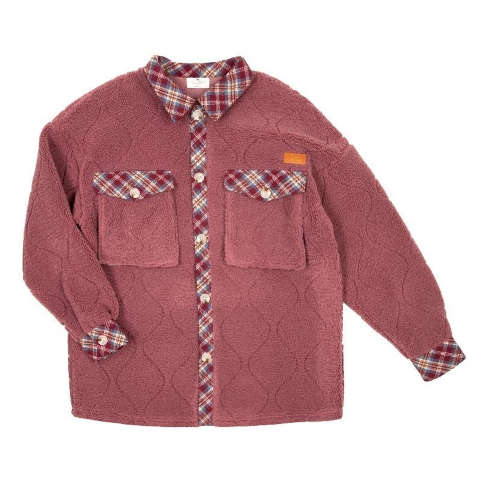 KIDS Simply Southern Acolchoado Rose Shacket Tamanho Grande Novo com etiquetas - Imagem 1 de 1