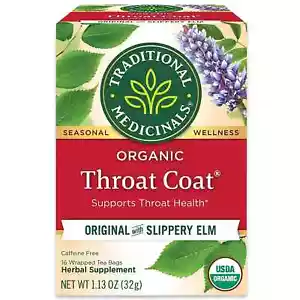 Traditional Medicinals Tea, Organic Throat Coat, Supports Throat Health, 16 Tea - Picture 1 of 1