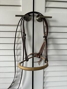 Stiff Rawhide Horse BOSAL W/ Thick Leather Hanger & New Split Reins