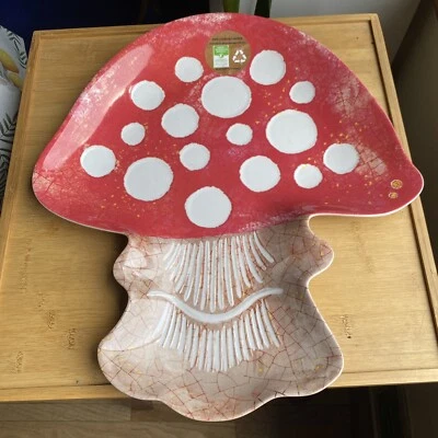 Bandeja para servir plato de melamina en forma de hongo 16" X 14" caprichosa decorativa Foto 1 de 4